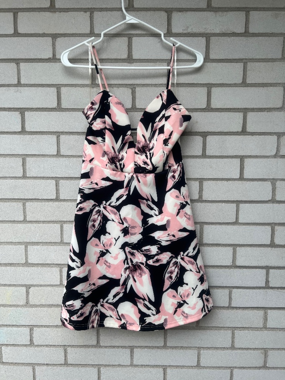 Revamped Pink Black Dress Size Large Spaghetti Straps